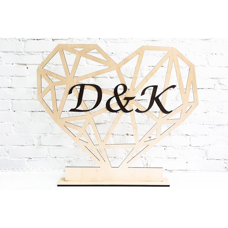 Standing heart with initials
