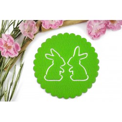 Felt napkin for Easter - Two bunnies - Light green