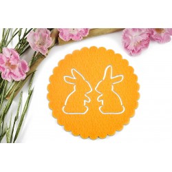 Felt napkin for Easter - Two bunnies - Yellow / Honey