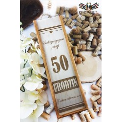 Drewniana skrzynka na wino - Urodziny 50 lat