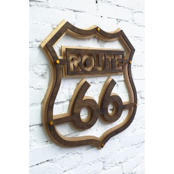 Wall decoration with Route 66 motif. Gift for a motorcyclist.